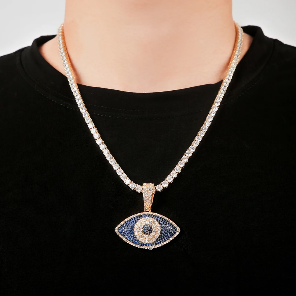 Blue Eye Pendant With Tennis Chain